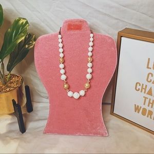 White Faux Pearl and Crystal Bead Necklace